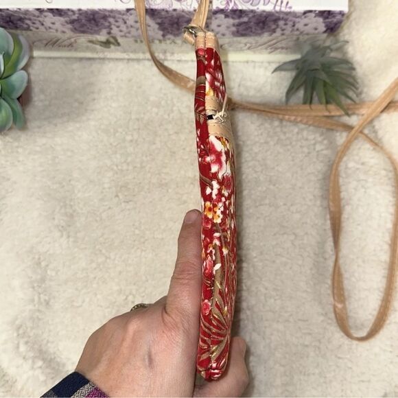 Red Ivory Blue Metallic Gold Floral Thailand Elephant Patch Small Crossbody - Picture 6 of 10